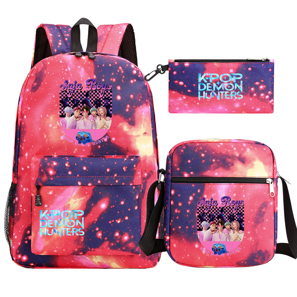 Kpop Demon Hunter SchoolBag Backpack Shoulder Bag Book Pencil Bags 3pcs Set