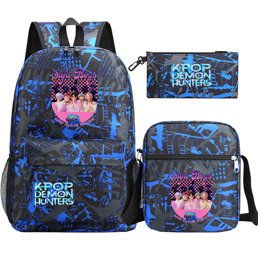 Kpop Demon Hunter SchoolBag Backpack Shoulder Bag Book Pencil Bags 3pcs Set