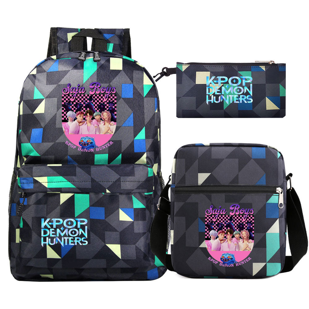 Kpop Demon Hunter SchoolBag Backpack Shoulder Bag Book Pencil Bags 3pcs Set