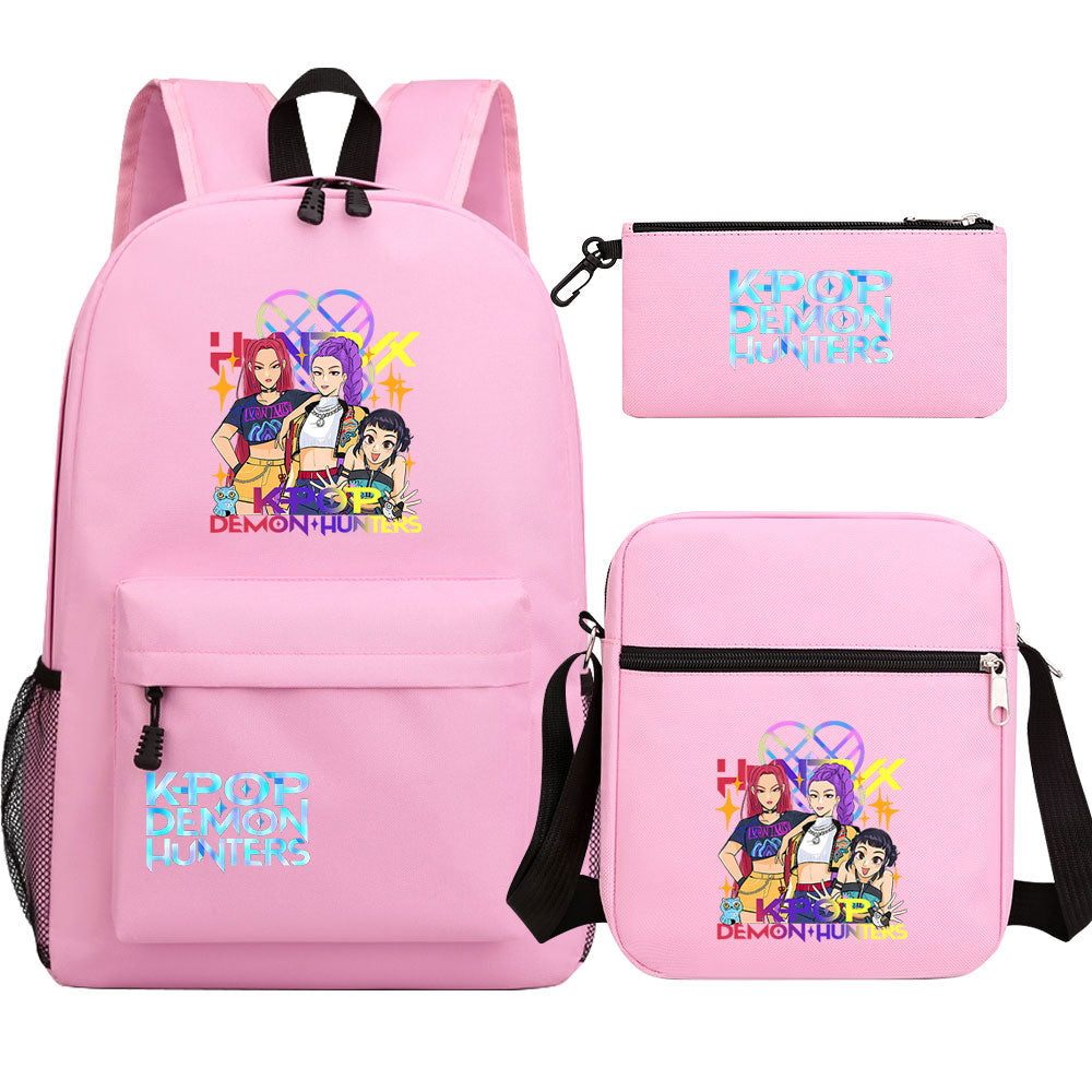 Kpop Demon Hunter SchoolBag Backpack Shoulder Bag Book Pencil Bags 3pcs Set