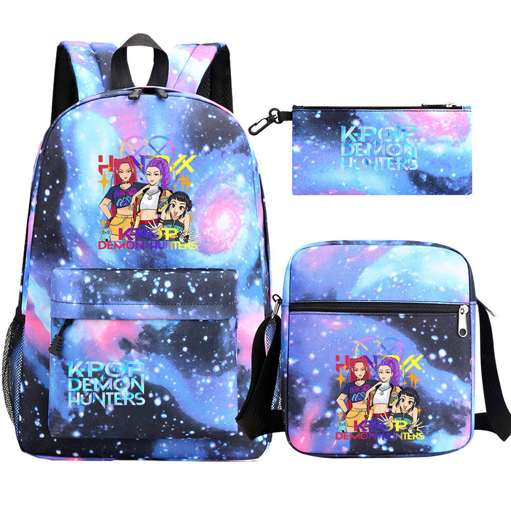 Kpop Demon Hunter SchoolBag Backpack Shoulder Bag Book Pencil Bags 3pcs Set