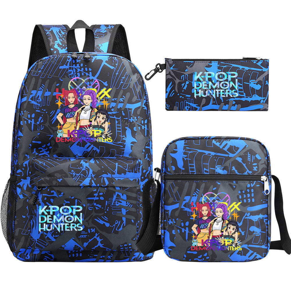 Kpop Demon Hunter SchoolBag Backpack Shoulder Bag Book Pencil Bags 3pcs Set