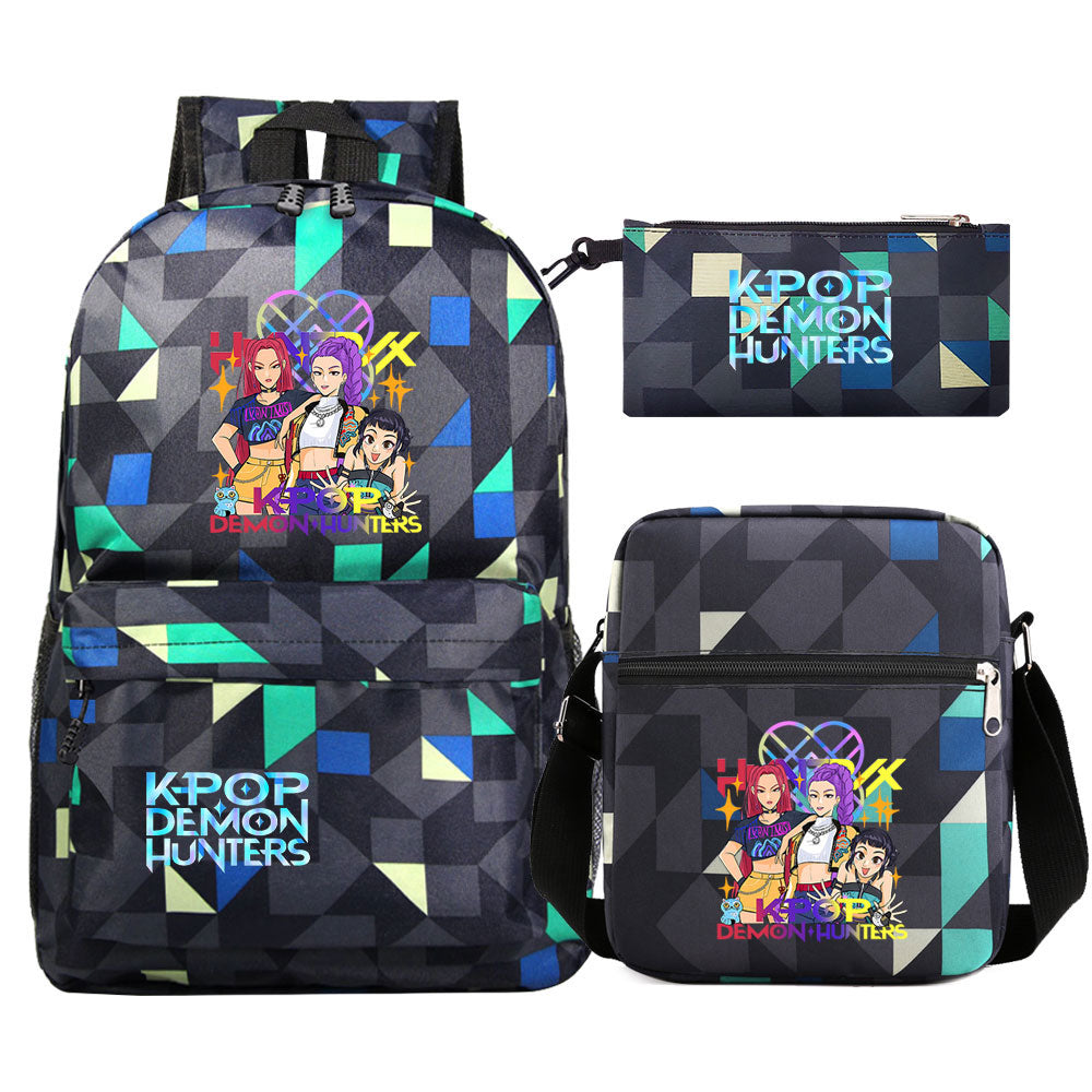 Kpop Demon Hunter SchoolBag Backpack Shoulder Bag Book Pencil Bags 3pcs Set