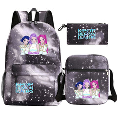 Kpop Demon Hunter SchoolBag Backpack Shoulder Bag Book Pencil Bags 3pcs Set