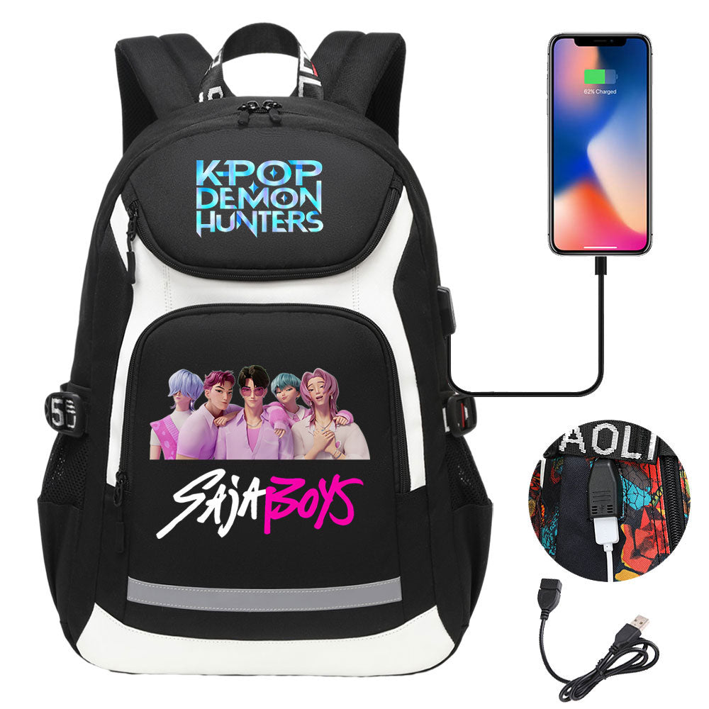 Kpop Demon Hunter USB Charging Backpack School NoteBook Laptop Travel Bags
