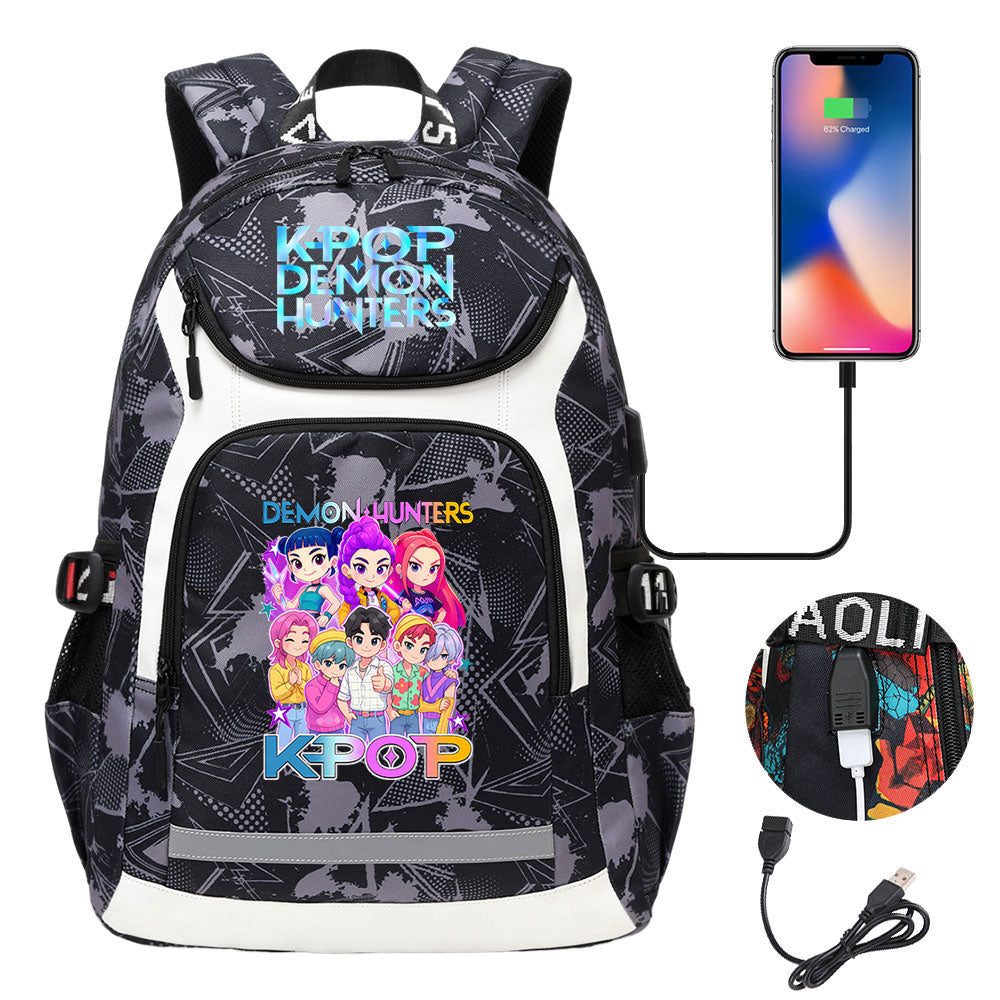 Kpop Demon Hunter USB Charging Backpack School NoteBook Laptop Travel Bags