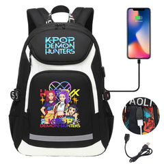 Kpop Demon Hunter USB Charging Backpack School NoteBook Laptop Travel Bags