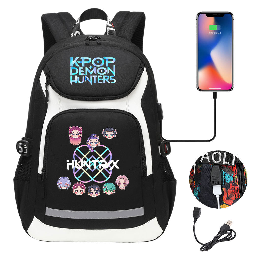 Kpop Demon Hunter USB Charging Backpack School NoteBook Laptop Travel Bags