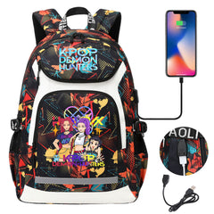 Kpop Demon Hunter USB Charging Backpack School NoteBook Laptop Travel Bags