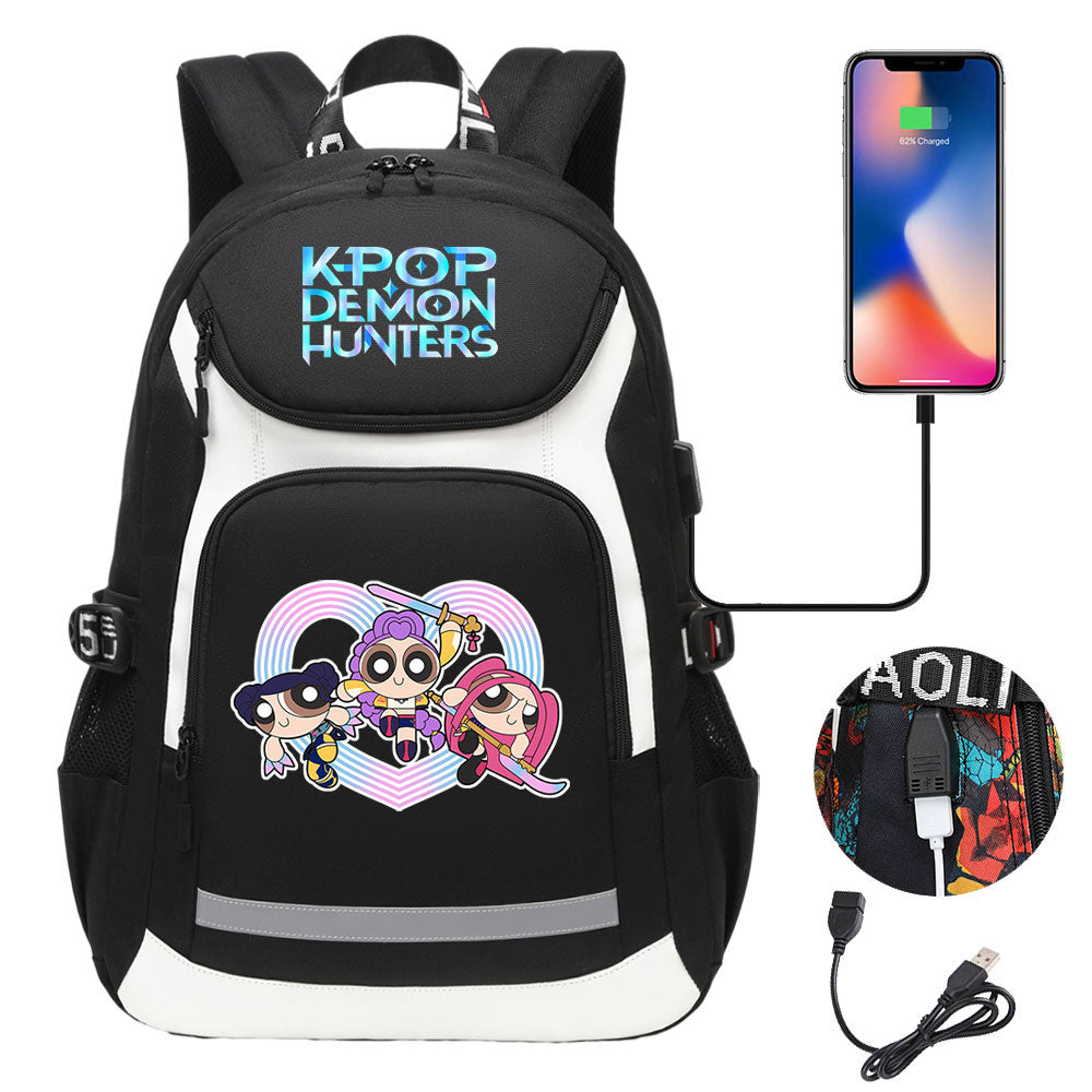 Kpop Demon Hunter USB Charging Backpack School NoteBook Laptop Travel Bags