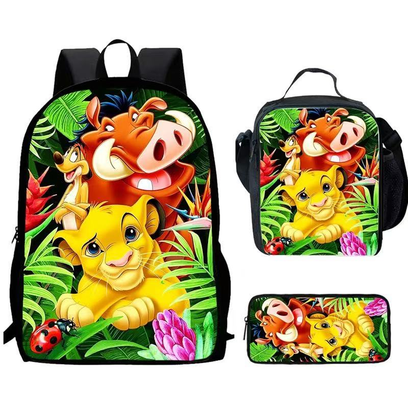 Lion King Simba Schoolbag Backpack Lunch Bag Pencil Case 3pcs Set Gift for Kids Students