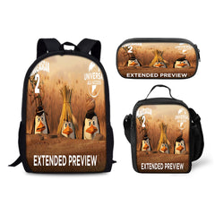 Madagascar3 Schoolbag Backpack Lunch Bag Pencil Case 3pcs Set Gift for Kids Students