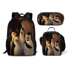 Madagascar3 Schoolbag Backpack Lunch Bag Pencil Case 3pcs Set Gift for Kids Students