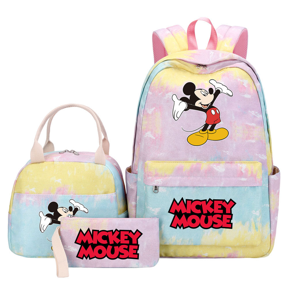 Mickey Mouse Pink Starry Sky SchoolBag Backpack Lunch Box Bag Book Pencil Bags  3pcs Set