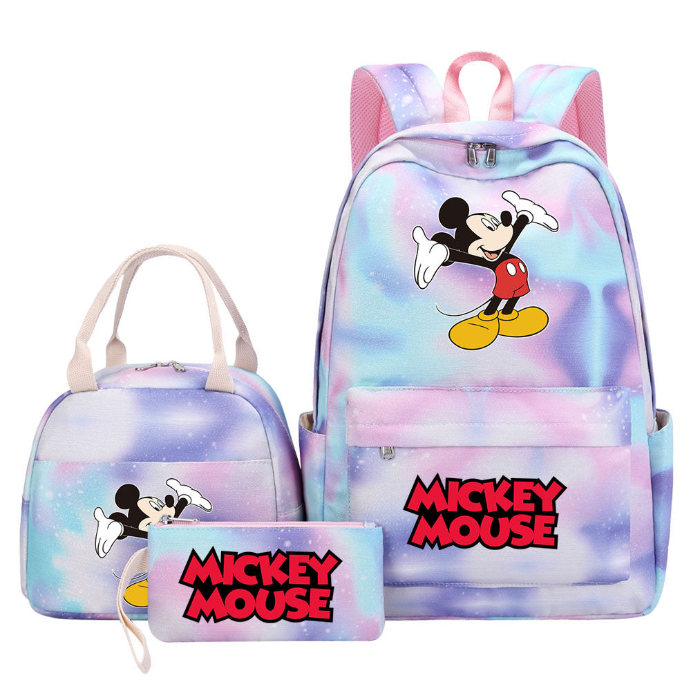 Mickey Mouse Pink Starry Sky SchoolBag Backpack Lunch Box Bag Book Pencil Bags  3pcs Set