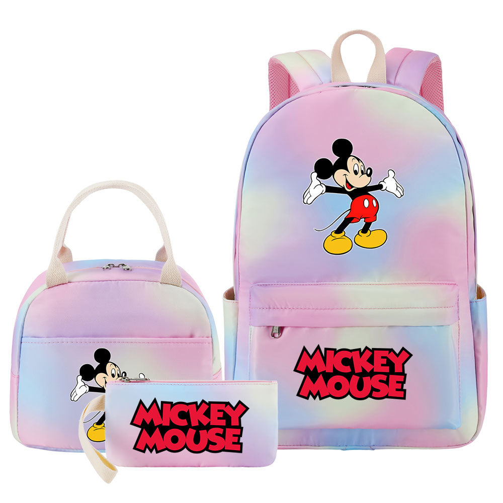 Mickey Mouse Pink Starry Sky SchoolBag Backpack Lunch Box Bag Book Pencil Bags  3pcs Set