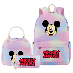 Mickey Mouse Pink Starry Sky SchoolBag Backpack Lunch Box Bag Book Pencil Bags  3pcs Set