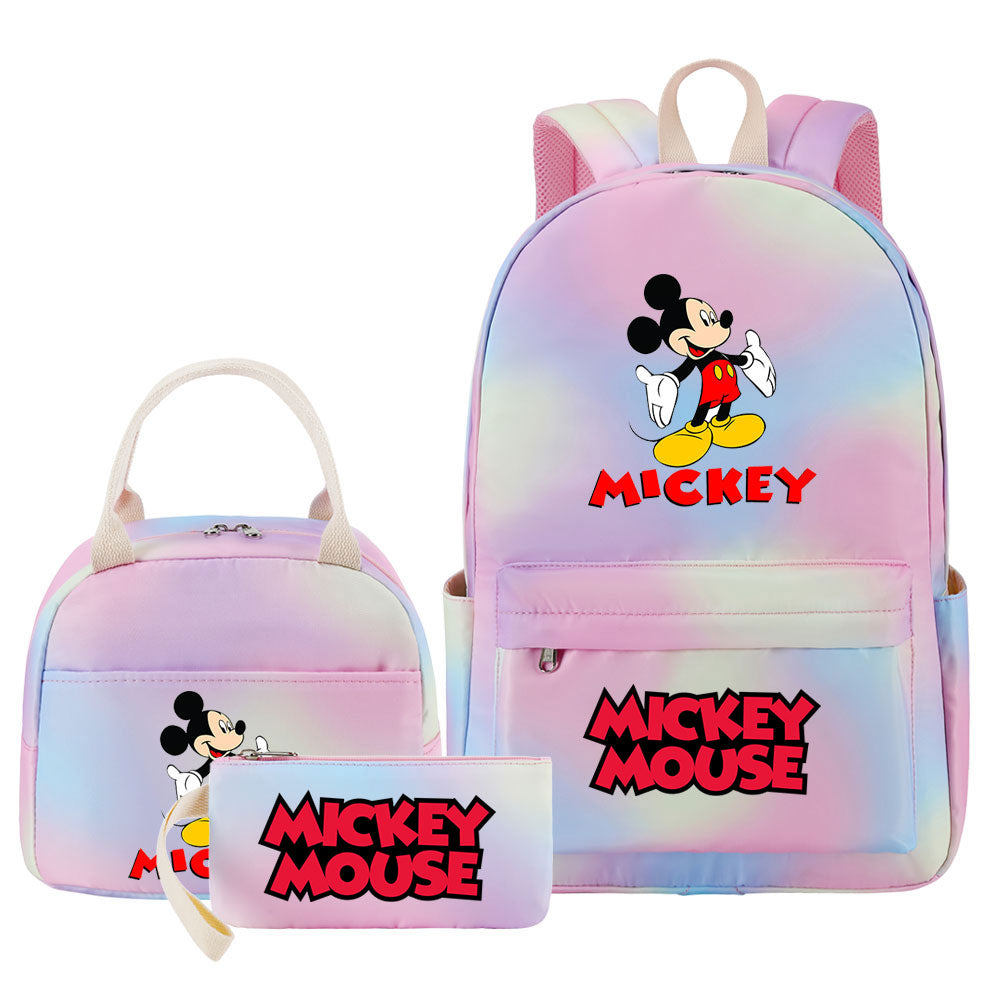 Mickey Mouse Pink Starry Sky SchoolBag Backpack Lunch Box Bag Book Pencil Bags  3pcs Set