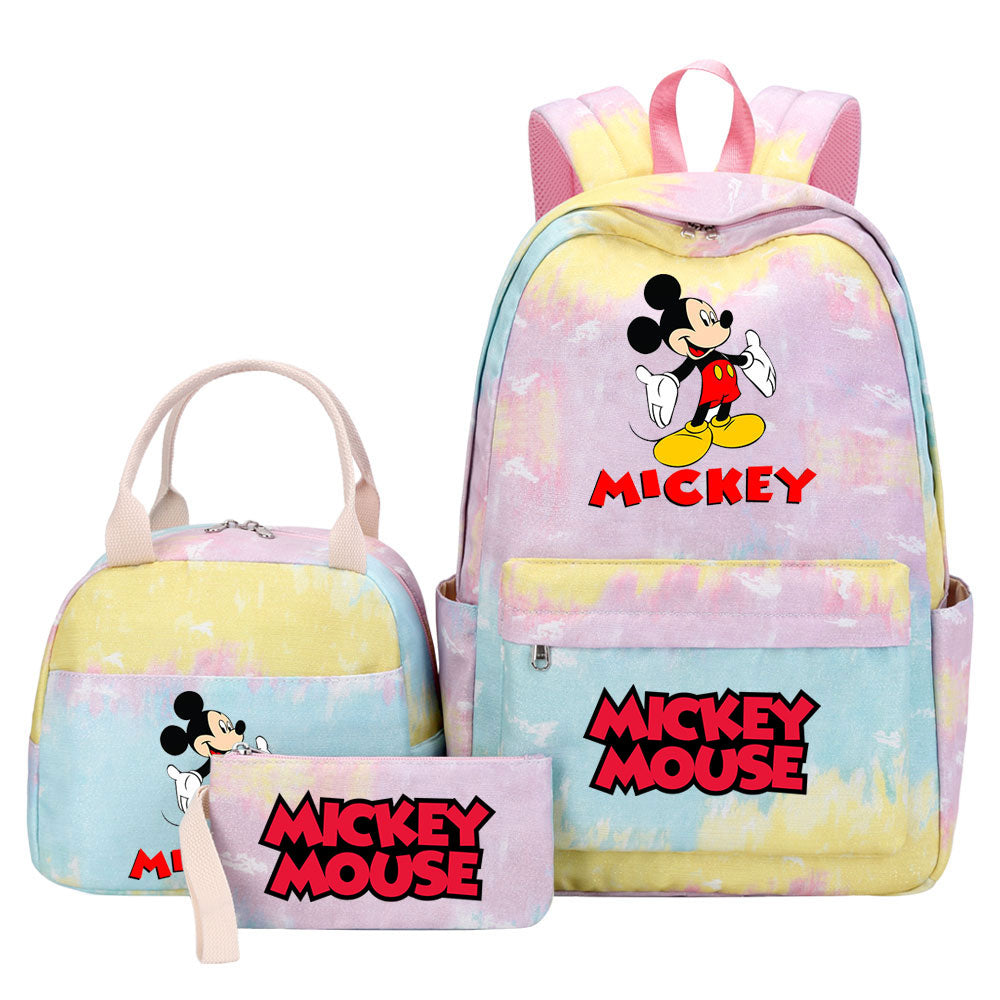 Mickey Mouse Pink Starry Sky SchoolBag Backpack Lunch Box Bag Book Pencil Bags  3pcs Set