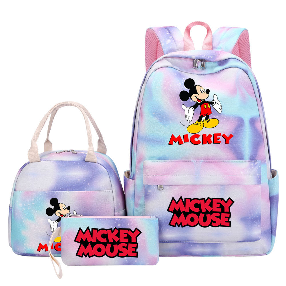 Mickey Mouse Pink Starry Sky SchoolBag Backpack Lunch Box Bag Book Pencil Bags  3pcs Set