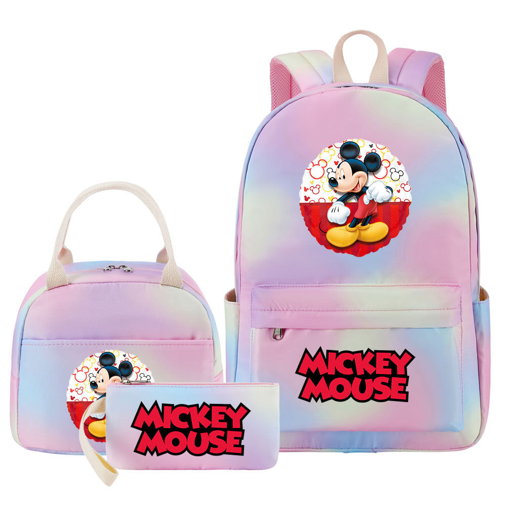 Mickey Mouse Pink Starry Sky SchoolBag Backpack Lunch Box Bag Book Pencil Bags  3pcs Set