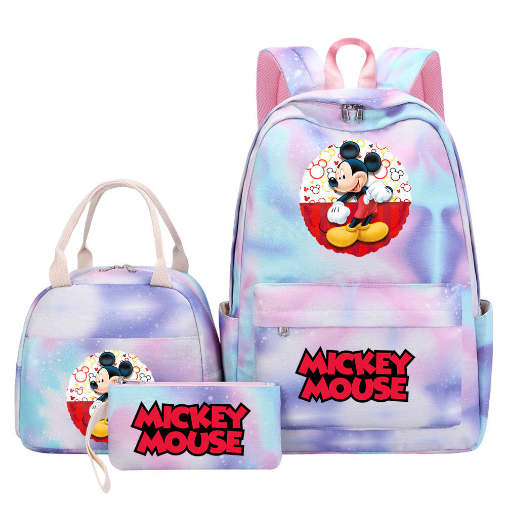 Mickey Mouse Pink Starry Sky SchoolBag Backpack Lunch Box Bag Book Pencil Bags  3pcs Set