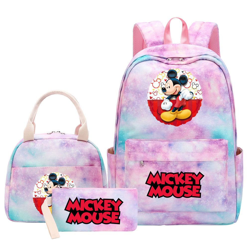 Mickey Mouse Pink Starry Sky SchoolBag Backpack Lunch Box Bag Book Pencil Bags  3pcs Set