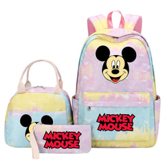 Mickey Mouse Pink Starry Sky SchoolBag Backpack Lunch Box Bag Book Pencil Bags  3pcs Set