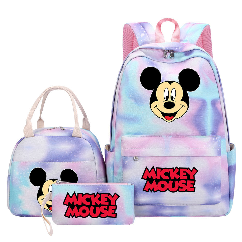 Mickey Mouse Pink Starry Sky SchoolBag Backpack Lunch Box Bag Book Pencil Bags  3pcs Set