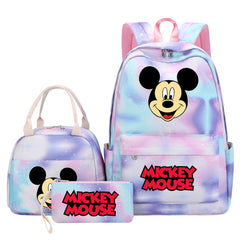 Mickey Mouse Pink Starry Sky SchoolBag Backpack Lunch Box Bag Book Pencil Bags  3pcs Set
