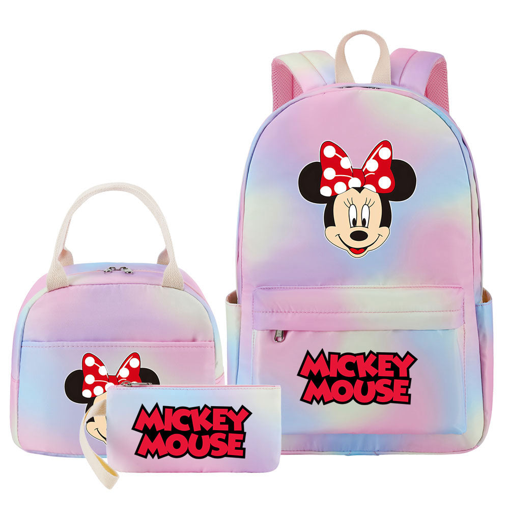 Mickey Mouse Pink Starry Sky SchoolBag Backpack Lunch Box Bag Book Pencil Bags  3pcs Set