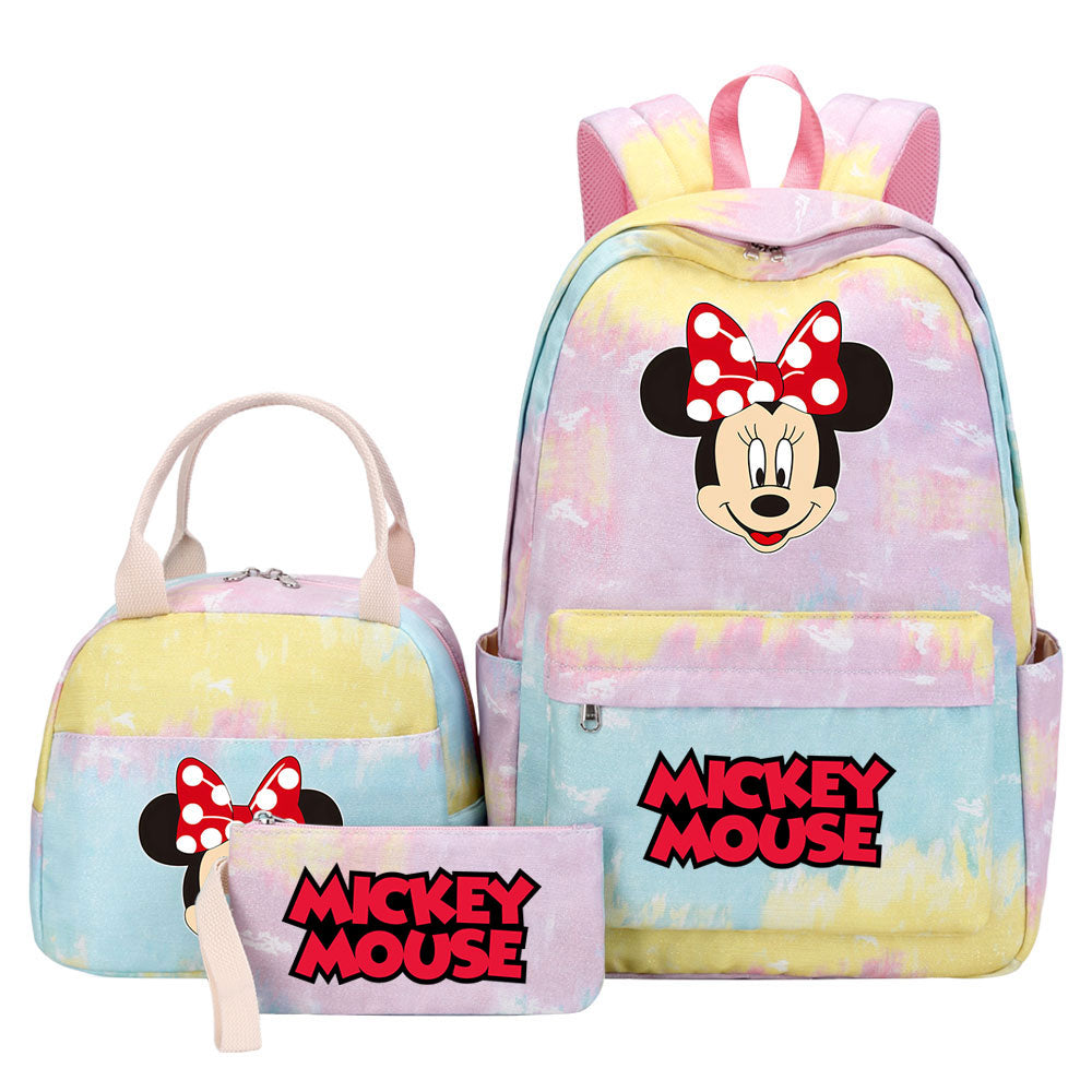 Mickey Mouse Pink Starry Sky SchoolBag Backpack Lunch Box Bag Book Pencil Bags  3pcs Set
