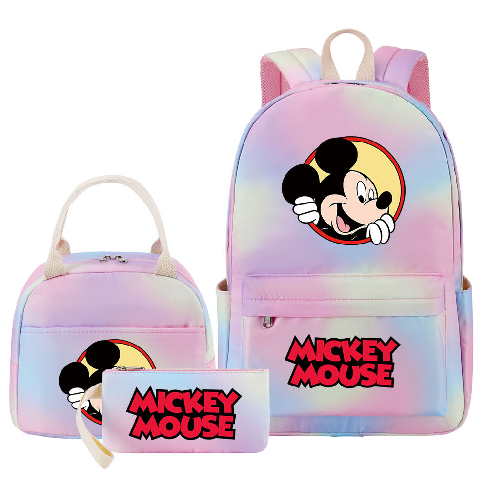 Mickey Mouse Pink Starry Sky SchoolBag Backpack Lunch Box Bag Book Pencil Bags  3pcs Set