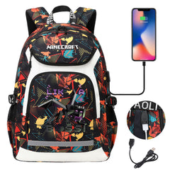 Minecraft Ender Dragon USB Charging Backpack School NoteBook Laptop Travel Bags