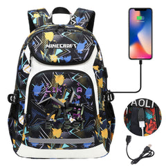Minecraft Ender Dragon USB Charging Backpack School NoteBook Laptop Travel Bags