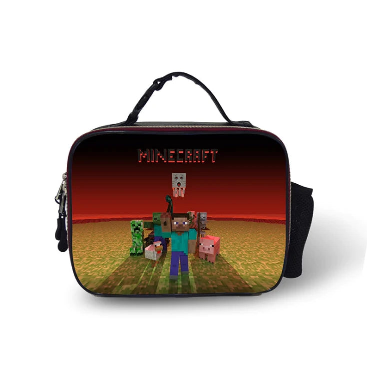Minecraft Insulated Lunch Bag for Boy Kids Thermos Cooler Adults Tote Food Lunch Box
