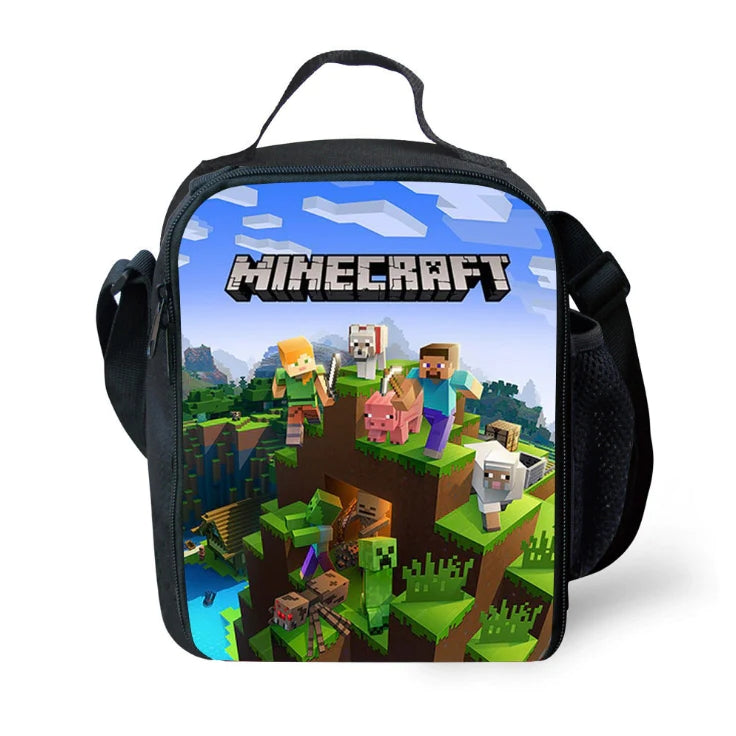 Minecraft Mario Insulated Lunch Bag for Boy Kids Thermos Cooler Tote Food Lunch Box