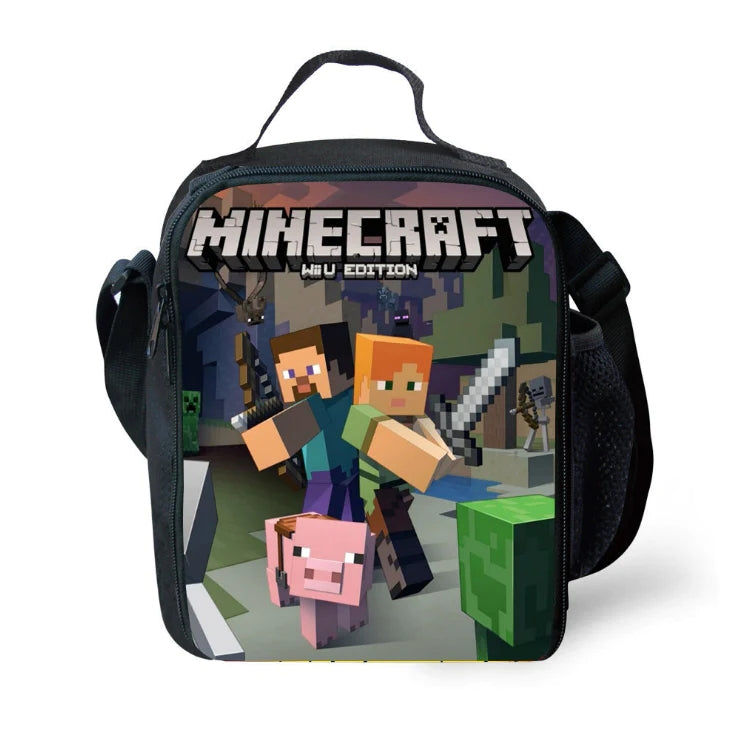 Minecraft Mario Insulated Lunch Bag for Boy Kids Thermos Cooler Tote Food Lunch Box