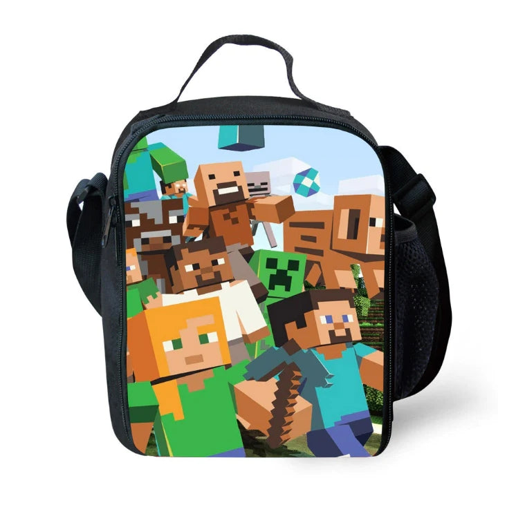 Minecraft Mario Insulated Lunch Bag for Boy Kids Thermos Cooler Tote Food Lunch Box
