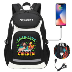 Minecraft Movie USB Charging Backpack School NoteBook Laptop Travel Bags