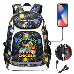 Minecraft Movie USB Charging Backpack School NoteBook Laptop Travel Bags