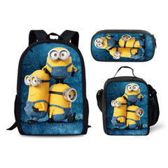 Minions Schoolbag Backpack Lunch Bag Pencil Case 3pcs Set Gift for Kids Students