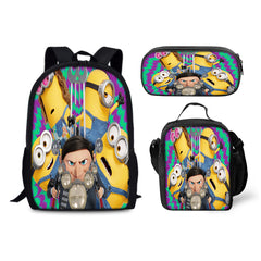 Minions Schoolbag Backpack Lunch Bag Pencil Case 3pcs Set Gift for Kids Students