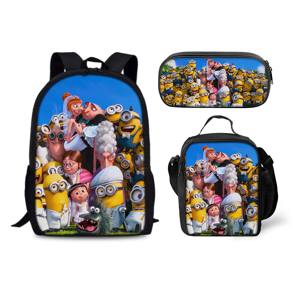 Minions Schoolbag Backpack Lunch Bag Pencil Case 3pcs Set Gift for Kids Students