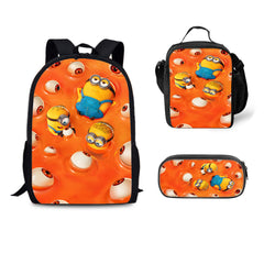 Minions & Monsters Schoolbag Backpack Lunch Bag Pencil Case 3pcs Set Gift for Kids Students