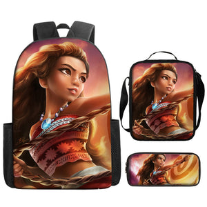 Moana Schoolbag Backpack Lunch Bag Pencil Case 3pcs Set Gift for Kids Students