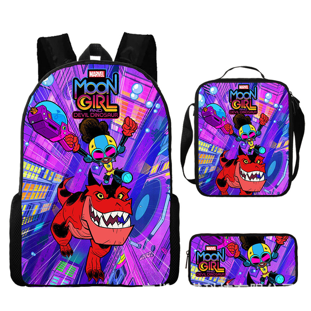 Moon Girl and Devil Dinosaur Schoolbag Backpack Lunch Bag Pencil Case 3pcs Set Gift for Kids Students