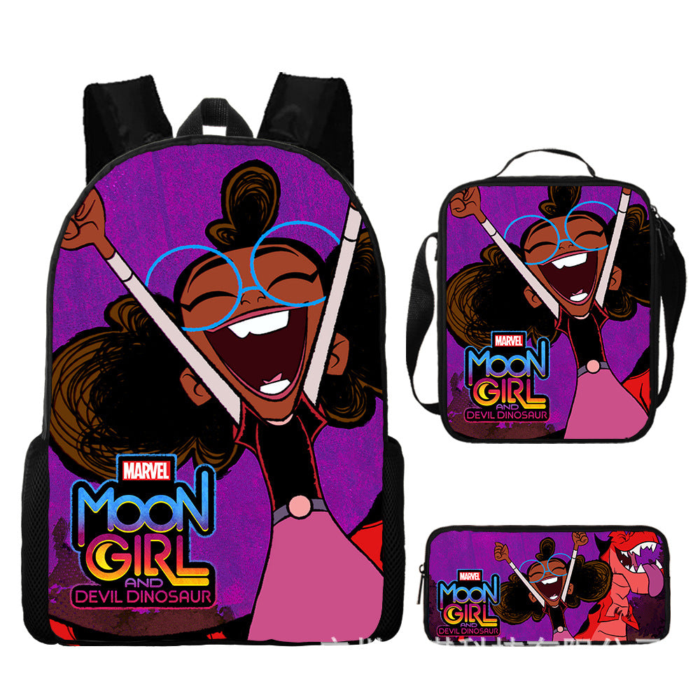 Moon Girl and Devil Dinosaur Schoolbag Backpack Lunch Bag Pencil Case 3pcs Set Gift for Kids Students