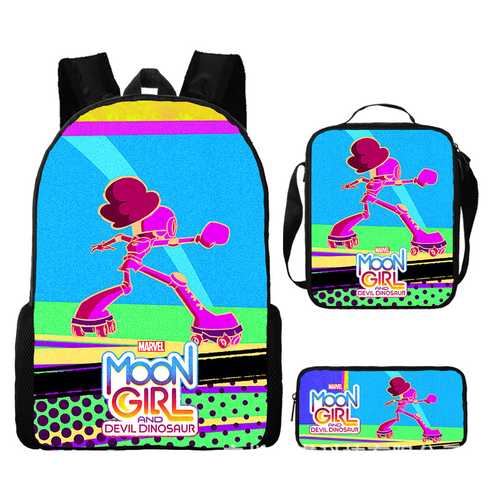 Moon Girl and Devil Dinosaur Schoolbag Backpack Lunch Bag Pencil Case 3pcs Set Gift for Kids Students