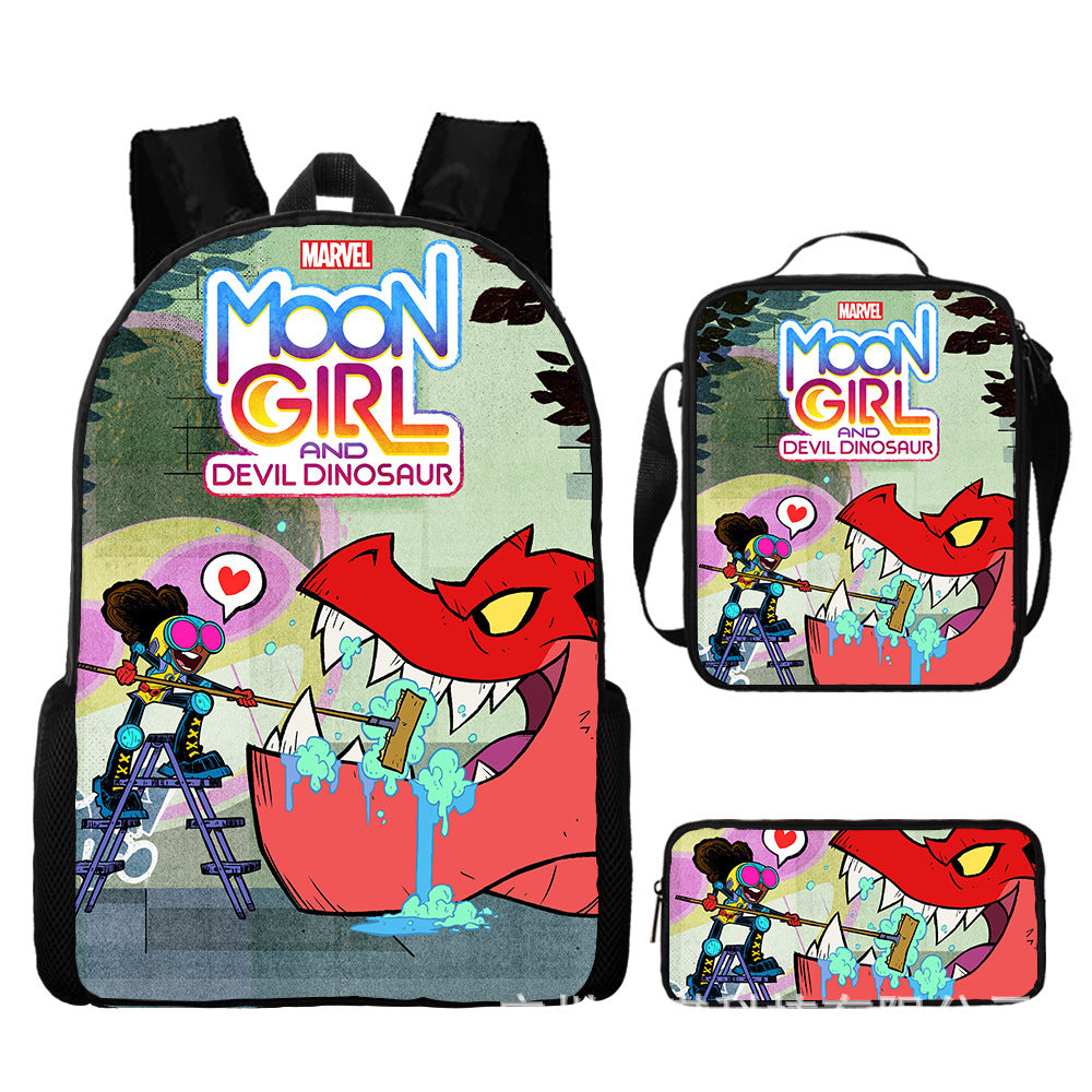 Moon Girl and Devil Dinosaur Schoolbag Backpack Lunch Bag Pencil Case 3pcs Set Gift for Kids Students